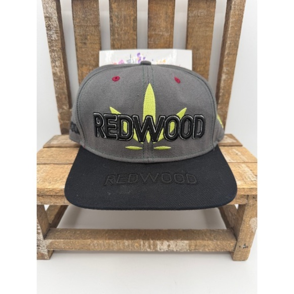 Redwood OG Snapback Hat Grey Black Lime Green 3D Embroidered Flat Brim Cap